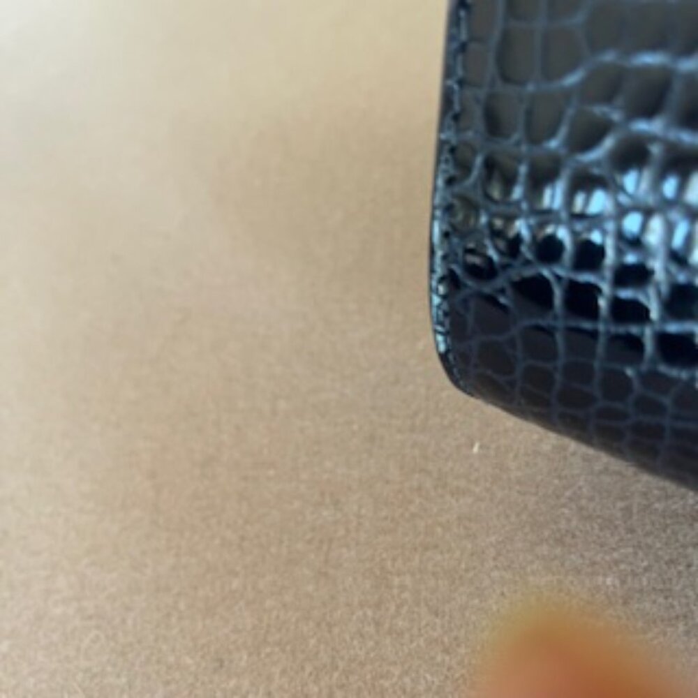 Aspinal of London Mayfair Midnight Blue Patent Croc Top Handle Handbag Purse Bag - Picture 7 of 10